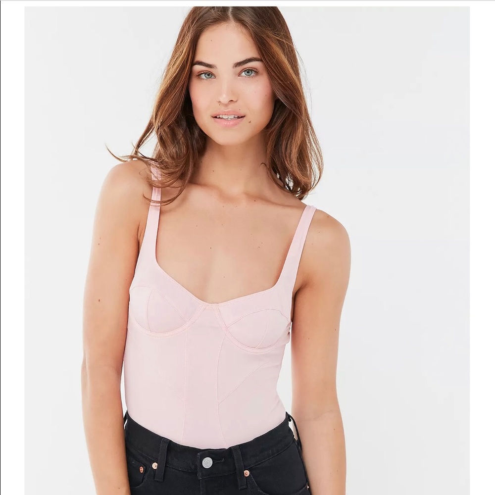 Out From Under Light Blue Seamed Bustier Bodysuit